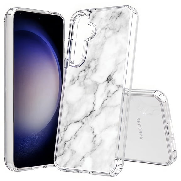 TalkingCase Slim Fit Phone Case Compatible for Samsung Galaxy S25(Not S25+ Plus/Ultra), White Marble Print, Lightweight,Flexible, USA Print
