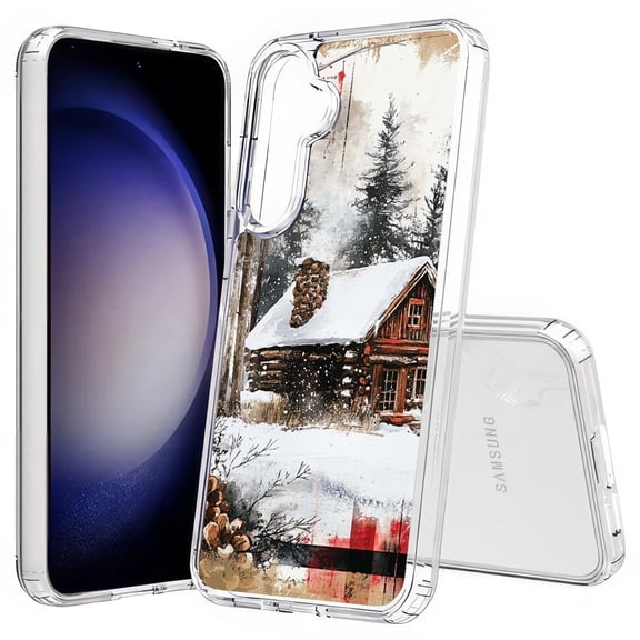 TalkingCase Slim Fit Phone Case Compatible for Samsung Galaxy S25(Not S25+ Plus/Ultra), Winter Snow Cabin 1 Print, Lightweight,Flexible, USA Print