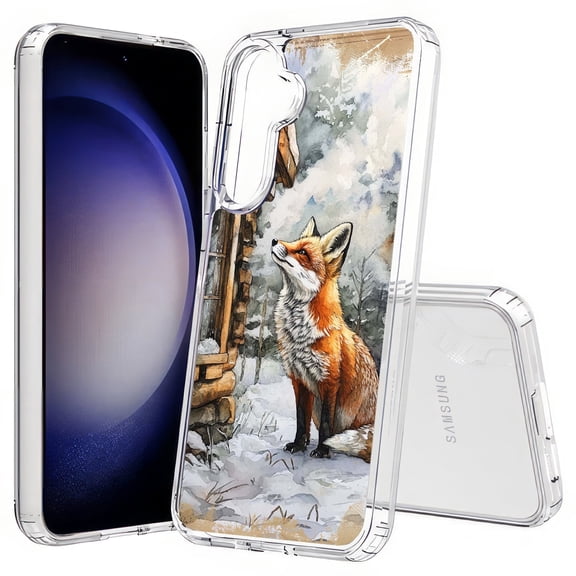 TalkingCase Slim Fit Phone Case Compatible for Samsung Galaxy S25(Not S25+ Plus/Ultra), Winter Snow Fox Print, Lightweight,Flexible, USA Print