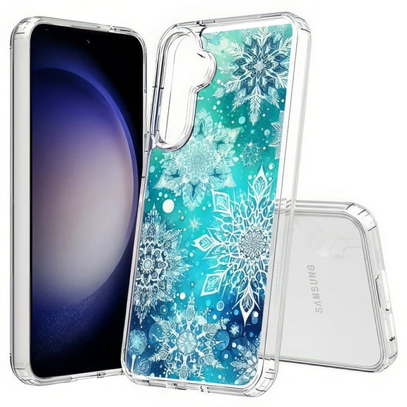 TalkingCase Slim Fit Phone Case Compatible for Samsung Galaxy S25(Not S25+ Plus/Ultra), Xmas Snowflake Blue Print, Lightweight,Flexible, USA Print