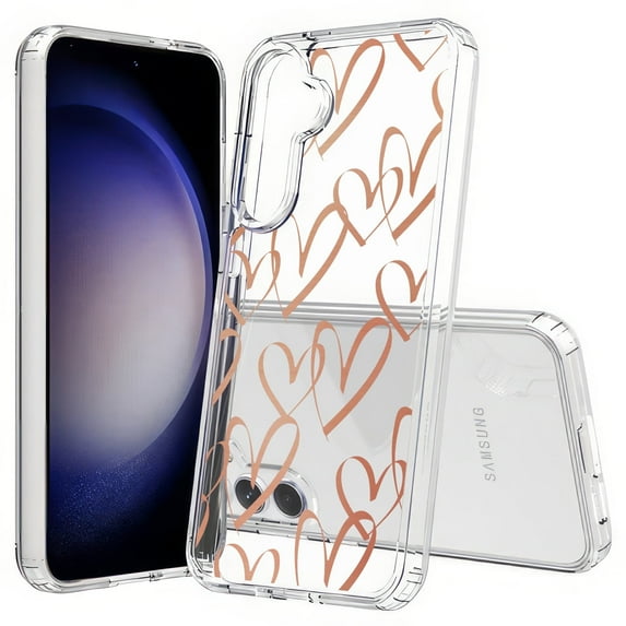 TalkingCase Slim Fit Phone Case Compatible for Samsung Galaxy S25+ Plus(Not S25/ S25 Ultra), Brown Hearts Print, Lightweight,Flexible, USA Print