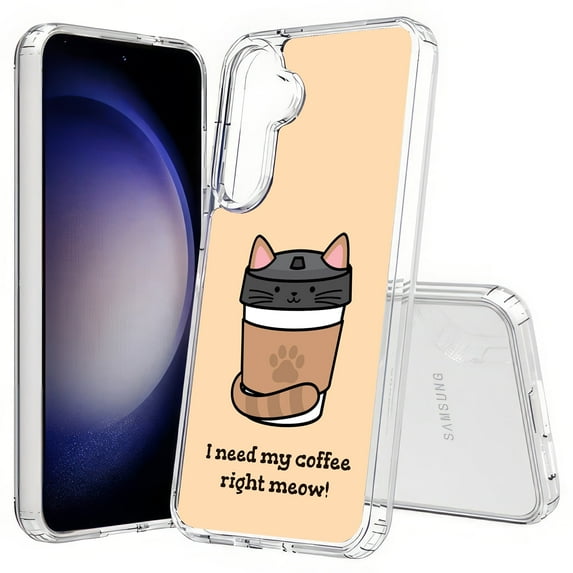 TalkingCase Slim Fit Phone Case Compatible for Samsung Galaxy S25+ Plus(Not S25/ S25 Ultra), Meow Coffee Print, Lightweight,Flexible, USA Print