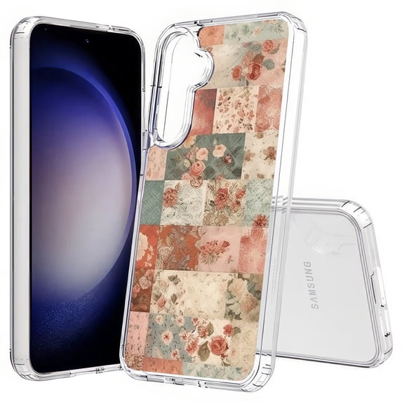 TalkingCase Slim Fit Phone Case Compatible for Samsung Galaxy S25+ Plus(Not S25/ S25 Ultra), Quilt Patch Roses Print, Lightweight,Flexible, USA Print