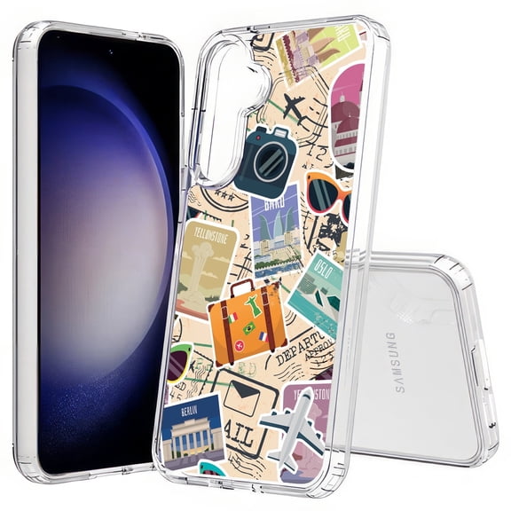 TalkingCase Slim Fit Phone Case Compatible for Samsung Galaxy S25+ Plus(Not S25/ S25 Ultra), Travel Stickers Print, Lightweight,Flexible, USA Print