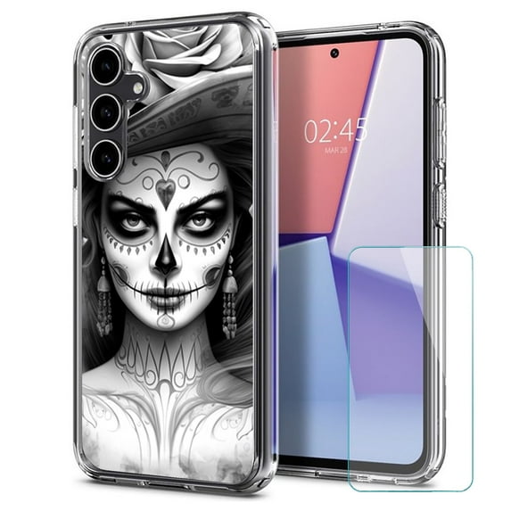 TalkingCase Slim Fit Phone Case Made for Samsung Galaxy S23 FE, Bride of the Dead Print, w/ Glass Screen Protector, Military Grade, Lightweight,Flexible, Print in USA