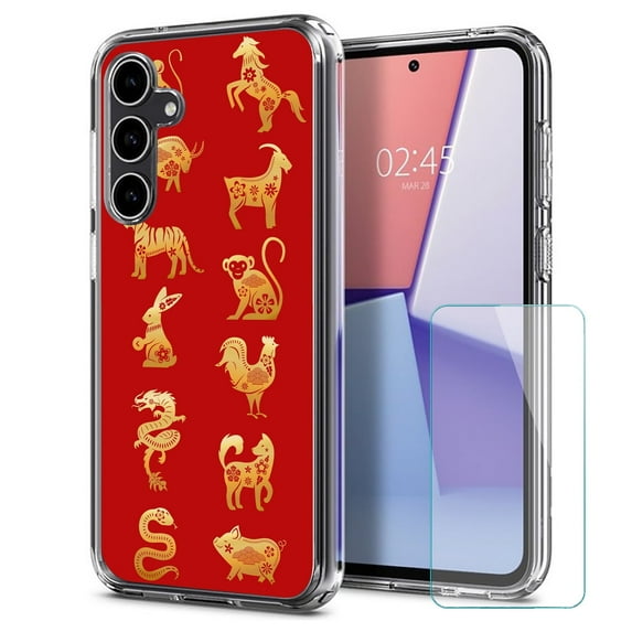 TalkingCase Slim Fit Phone Case Made for Samsung Galaxy S23 FE, Chinese zodiac 1 Print, w/ Glass Screen Protector, Military Grade, Lightweight,Flexible, Print in USA