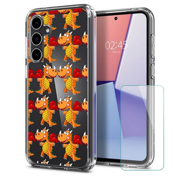 TalkingCase Slim Fit Phone Case Made for Samsung Galaxy S23 FE, Crazy Dragon Print, w/ Glass Screen Protector, Military Grade, Lightweight,Flexible, Print in USA