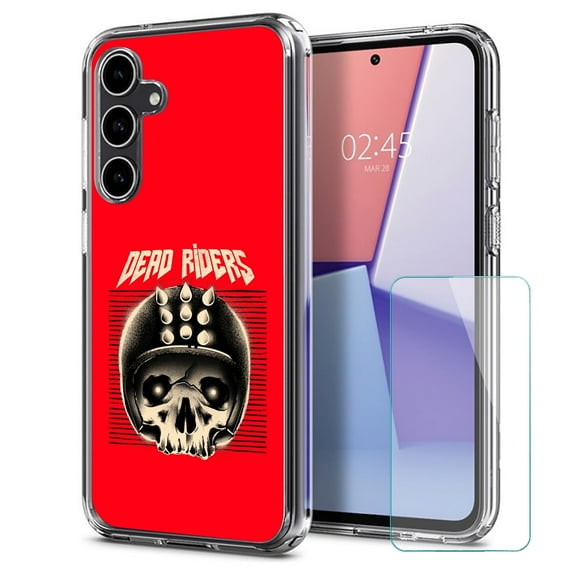 TalkingCase Slim Fit Phone Case Made for Samsung Galaxy S23 FE, Dead Riders Skull Print, w/ Glass Screen Protector, Military Grade, Lightweight,Flexible, Print in USA