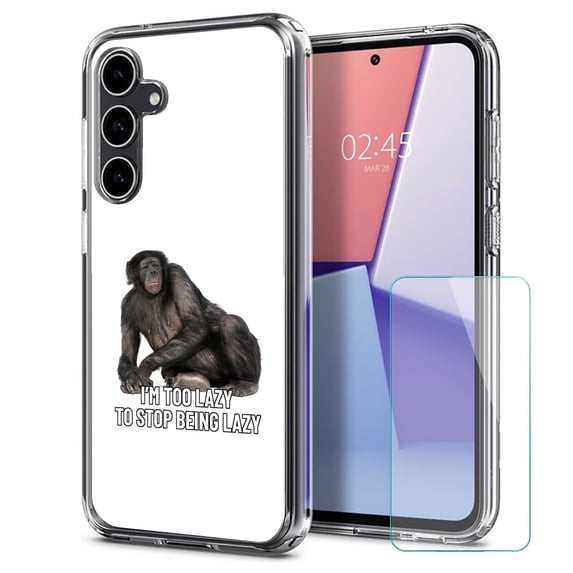 TalkingCase Slim Fit Phone Case Made for Samsung Galaxy S23 FE, Funny Meme Too Lazy Print, w/ Glass Screen Protector, Military Grade, Lightweight,Flexible, Print in USA