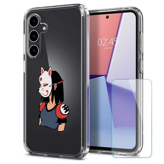 TalkingCase Slim Fit Phone Case Made for Samsung Galaxy S23 FE, Girl in Mask Print, w/ Glass Screen Protector, Military Grade, Lightweight,Flexible, Print in USA