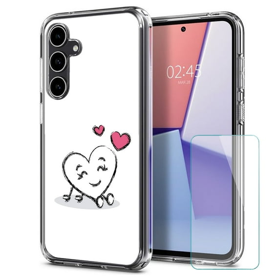 TalkingCase Slim Fit Phone Case Made for Samsung Galaxy S23 FE, Heart 1 Print, w/ Glass Screen Protector, Military Grade, Lightweight,Flexible, Print in USA