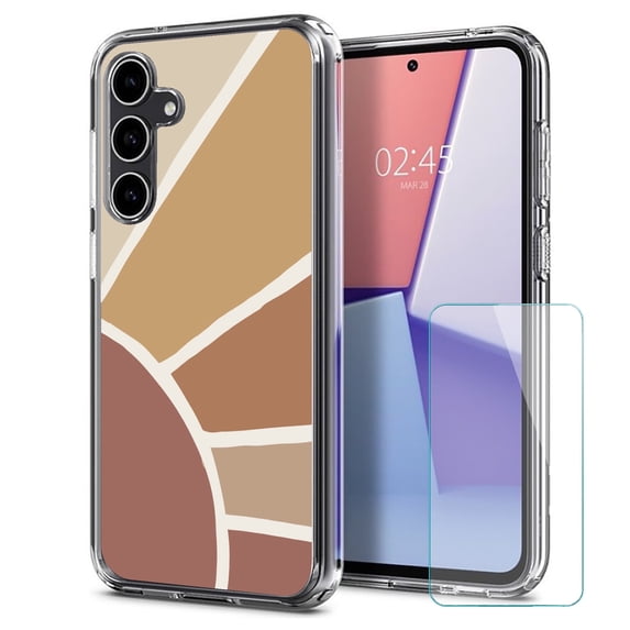 TalkingCase Slim Fit Phone Case Made for Samsung Galaxy S23 FE, Retro Sun Print, w/ Glass Screen Protector, Military Grade, Lightweight,Flexible, Print in USA
