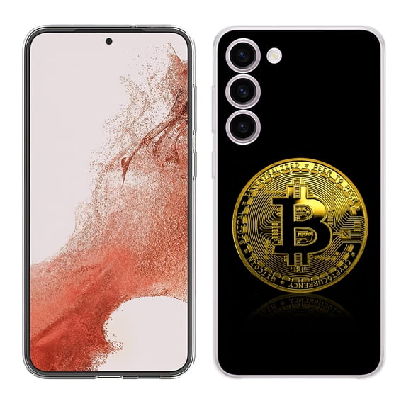 TalkingCase Slim Phone Case Compatible for Samsung Galaxy S23 2023, Bitcoin Crypto 06 Print, w/ Tempered Glass Screen Protector, Lightweight, Flexible, Print in USA