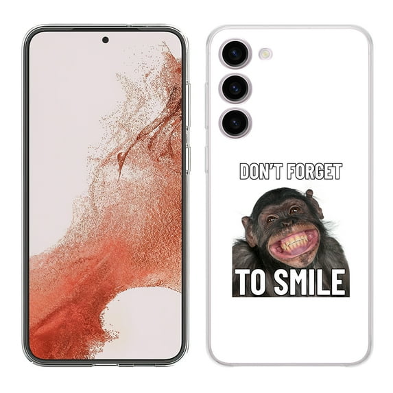 TalkingCase Slim Phone Case Compatible for Samsung Galaxy S23 2023, Funny Meme Smile Print, w/ Tempered Glass Screen Protector, Lightweight, Flexible, Print in USA