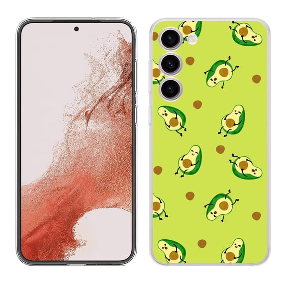 TalkingCase Slim Phone Case Compatible for Samsung Galaxy S23 2023, Green Avocado 2 Print, w/ Tempered Glass Screen Protector, Lightweight, Flexible, Print in USA