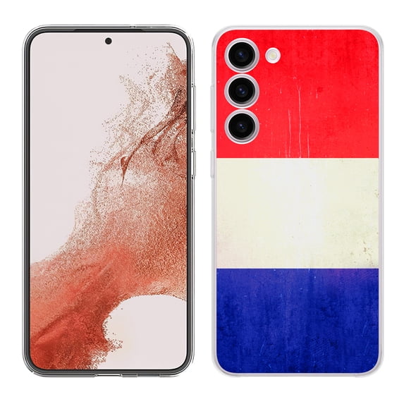 TalkingCase Slim Phone Case Compatible for Samsung Galaxy S23 2023, Old Flag France Print, w/ Tempered Glass Screen Protector, Lightweight, Flexible, Print in USA