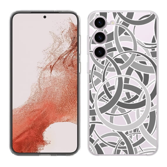 TalkingCase Slim Phone Case Compatible for Samsung Galaxy S23 2023, Overlapping Rings Print, w/ Tempered Glass Screen Protector, Lightweight, Flexible, Print in USA