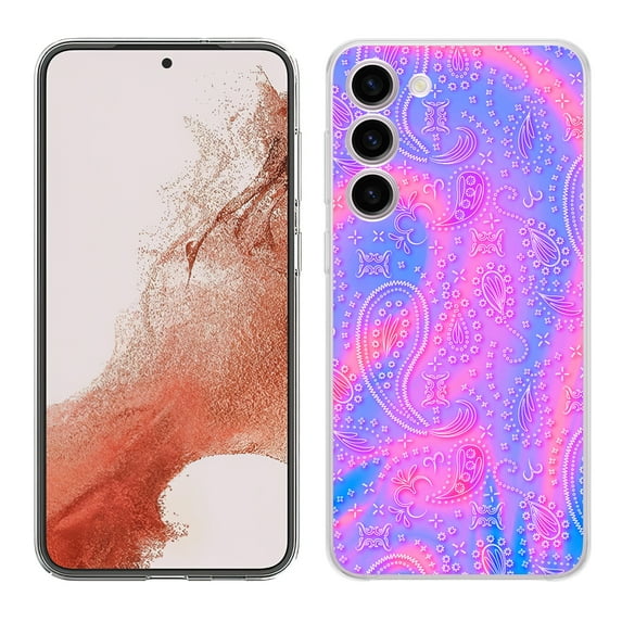 TalkingCase Slim Phone Case Compatible for Samsung Galaxy S23 2023, Pink Bandana Print, w/ Tempered Glass Screen Protector, Lightweight, Flexible, Print in USA