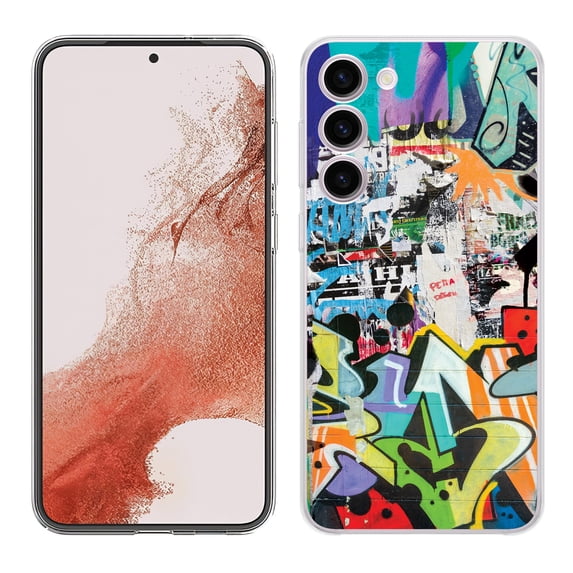 TalkingCase Slim Phone Case Compatible for Samsung Galaxy S23 2023, Street Graffiti Print, w/ Tempered Glass Screen Protector, Lightweight, Flexible, Print in USA