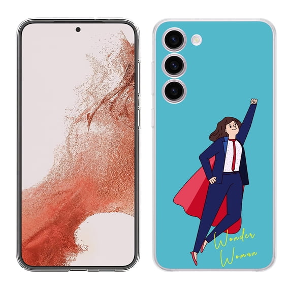 TalkingCase Slim Phone Case Compatible for Samsung Galaxy S23 2023, Woman Wonder 1 Print, w/ Tempered Glass Screen Protector, Lightweight, Flexible, Print in USA