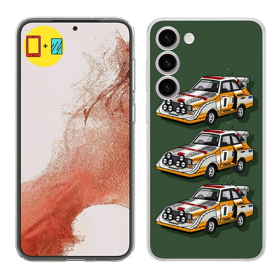 TalkingCase Slim Phone Case Compatible for Samsung Galaxy S23+ Plus 2023, Audi Quattro Rally Print, w/ Tempered Glass Screen Protector, Lightweight, Flexible, USA