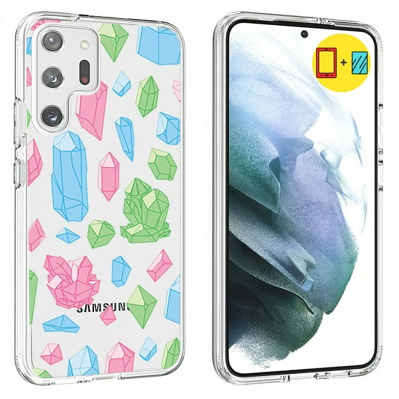 TalkingCase Slim Phone Case Compatible for Samsung Galaxy S23 Ultra 2023, Color Crystal Clear Print, w/ Tempered Glass Screen Protector, Lightweight, Flexible, USA