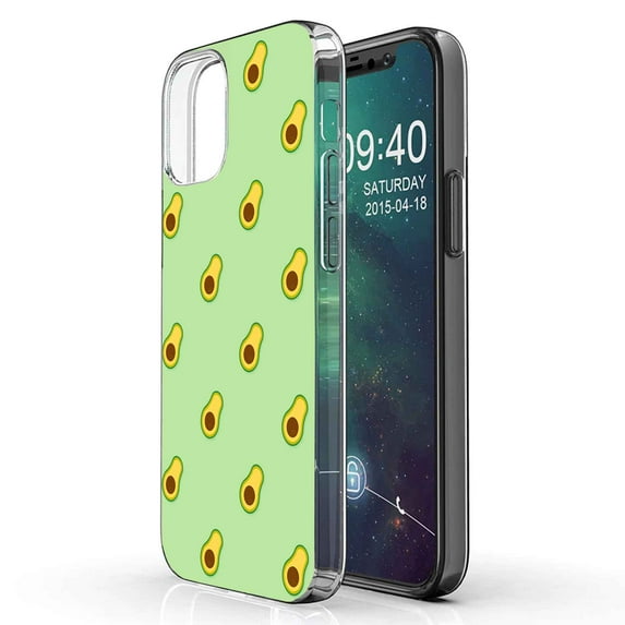 TalkingCase Slim Phone Case Compatible for Apple iPhone 12, 12 Pro, Green Avocado Print, Lightweight,Flexible,Soft, USA