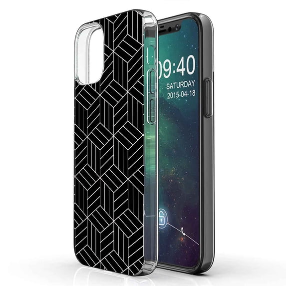 TalkingCase Slim Phone Case Compatible for Apple iPhone 12 Mini, Black and White Box Print, Lightweight,Flexible,Soft, USA
