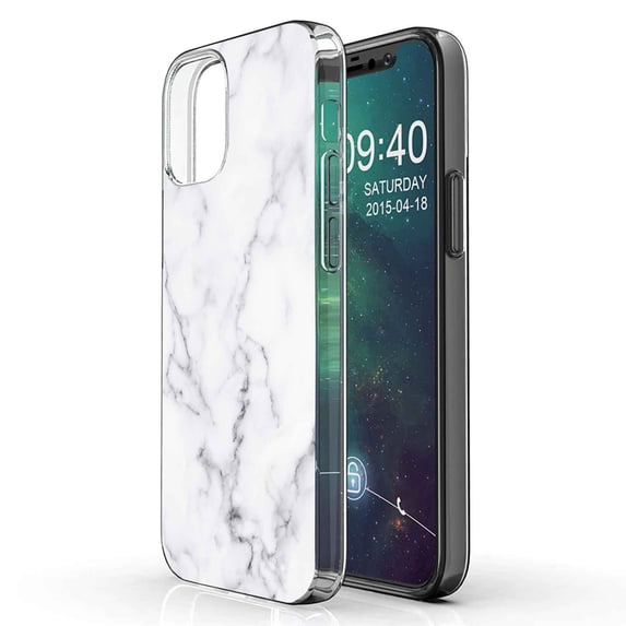 TalkingCase Slim Phone Case Compatible for Apple iPhone 12 Pro MAX, Black White Marble 2 Print, Lightweight,Flexible,Soft, USA