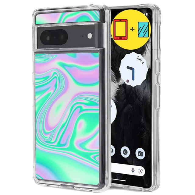 TalkingCase Slim Phone Case Compatible for Google Pixel 7 Pro, 6.7", Holographic Design Print, w/ Glass Screen Protector, Light Weight, Flexible, USA
