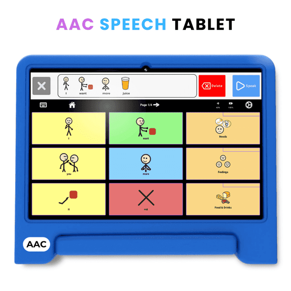 TalkingTiles AAC Device Communication Tablet for Autism and Speech Therapy + Case Blue 1-Pack