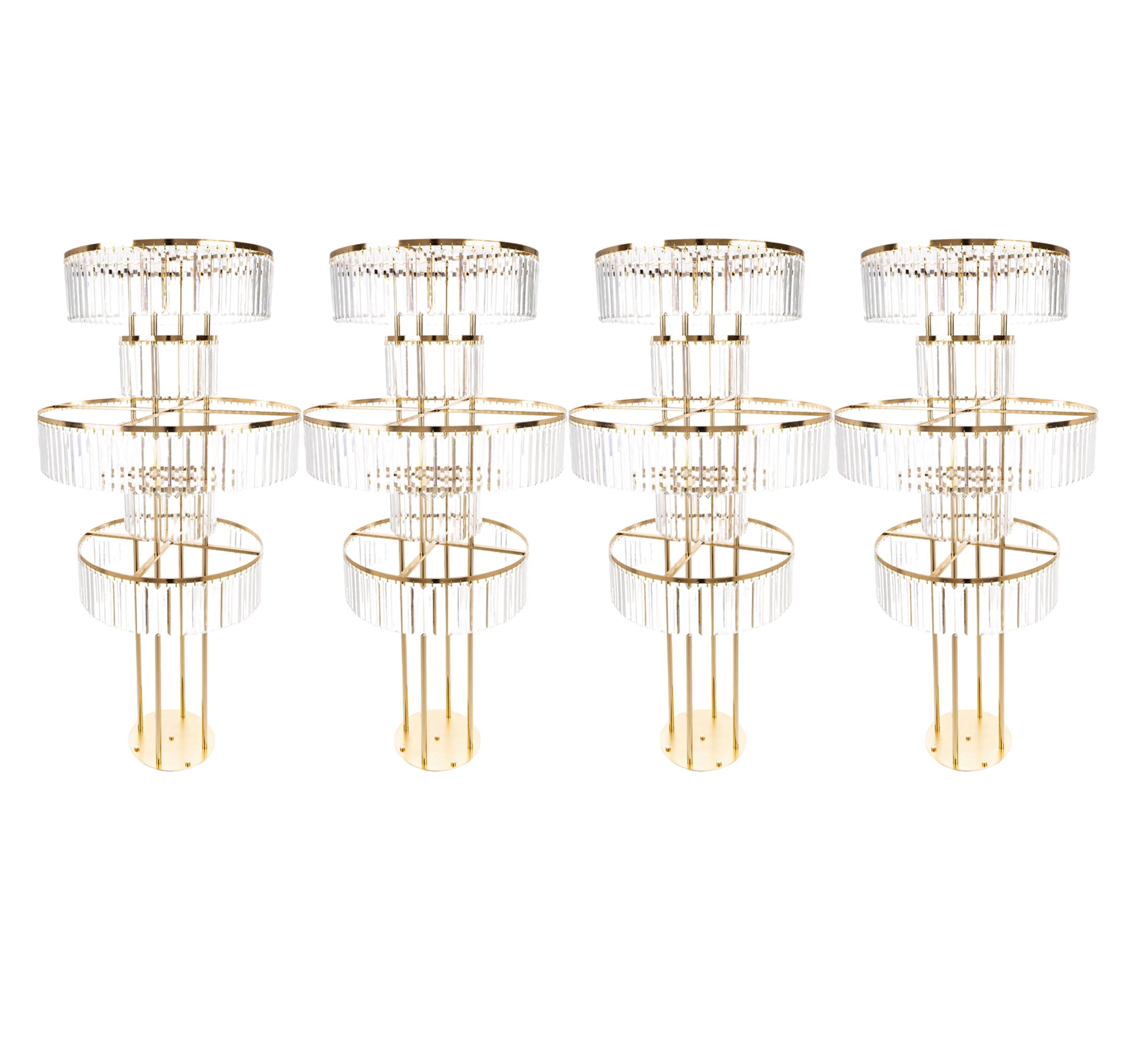 2 Pack Gold Metal Wedding Vase Centerpieces - 14.4 Inch Tall Flared Trumpet Vase For Flower Arrangements