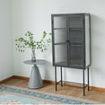 thumbnail image 1 of Tall 2-Door Square 3 Shelf Steel Accent Cabinet with Fluted Glass-Black, 1 of 7