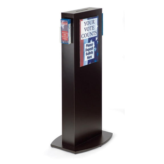 Tall 48" Locking Ballot Box, Donation Box with Sign Holders and Card Pocket (EDKBLKNS)