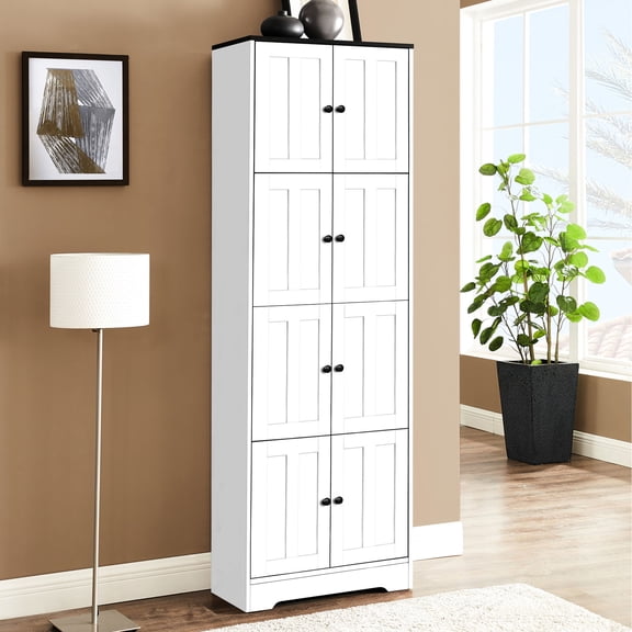 Tall 8 - Door 4 - Shelf Storage Cabinet | Keep Essentials Organized in Living Room, Kitchen etc. | Constructed with Engineered Wood | Solve Small - Space Storage Problem