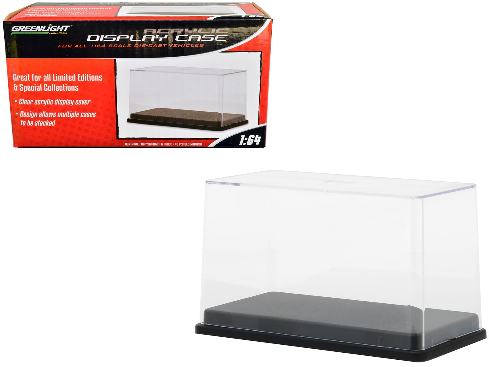 Clear Acrylic Display Case with Black Base for 1/24 Scale Models
