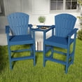 thumbnail image 1 of Tall Adirondack Chair Set of 2, HDPE Balcony Chair with Double Connecting Tray, Outdoor Weather Resistant Adirondack Chair, Navy Blue, 1 of 10