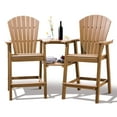 thumbnail image 1 of Tall Adirondack Chairs Set of 2，HDPE Outdoor Adirondack Barstools with Double Connecting Tray Patio Stools Weather Resistant for Outdoor Deck Lawn Pool Backyard, Teak, 1 of 7