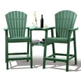 thumbnail image 1 of Tall Adirondack Chairs Set of 2，Outdoor Adirondack Barstools with Double Connecting Tray Patio Stools Weather Resistant for Outdoor Deck Lawn Pool Backyard, Green, 1 of 7