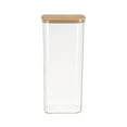 thumbnail image 1 of Tall Airtight Pasta Jar Food Storage Container with Lid Clear Plastic Wood Cover Kitchen Pantry Organization Grain Cereal Rice Flour Sugar Stackable Space Saving Moisture Proof Easy Access, 1 of 5