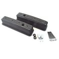 thumbnail image 1 of Tall Aluminum Finned Center Bolt Valve Cover with Hole for 1987-Up SBC 305-350, Black, 1 of 1