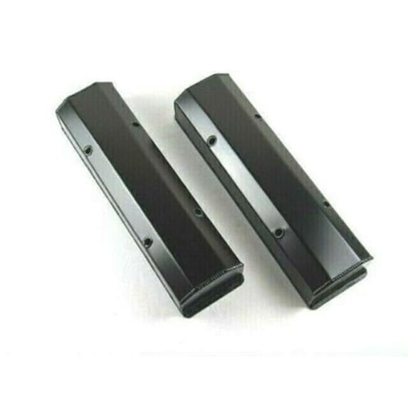 Tall Aluminum Valve Cover Flat Top Long Bolts without Holes for 1958-1987 SBC Fabricated, Black Anodized