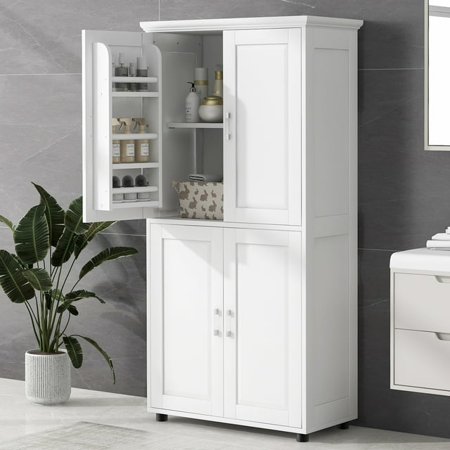 Tall and Wide Bathroom Floor Storage Cabinet, Bathroom Storage Unit ...