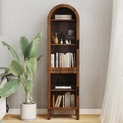 Tall Arched Storage Display Cabinet 5-Shelf with Acrylic Glass Doors, Kitchen Pantry Storage Cabinet Accent Cabinet Bookcase for Living Dining Room