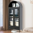 thumbnail image 1 of Tall Arched Storage Display Cabinet - 73 Inch Arch Bookshelf with Glass Doors, Shelves and Drawers - Modern Accent Cabinet for Living Room, Dining Room, 1 of 6