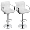 Tall Bar Stools Modern Square PU Leather Height Adjustable Swivel Bar