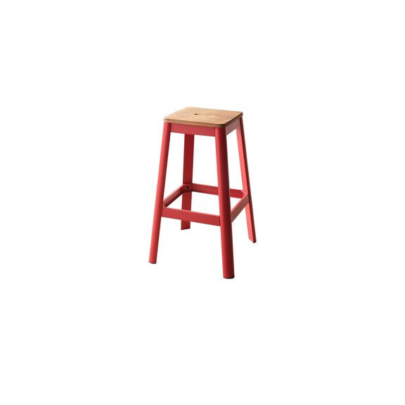 Tall Bar Stools for Kitchen Island - Metal Frame Wood Seat - Heavy Duty Dining Stool - Brown Red - 30" Height