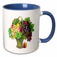 thumbnail image 1 of 3drose, Tall Basket of Fruits with Grapes, Peaches, Apples and Grape Leaves, 11oz Two-tone Blue Mug, 1 of 6