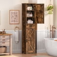 thumbnail image 1 of Tall Bathroom Cabinet with 6 Shelves, Narrow Linen Cabinet with 2 Doors & 1 Drawer, Freestanding Storage Cabinet, for Bathroom, Living Room, Kitchen, Rustic Brown, 1 of 8