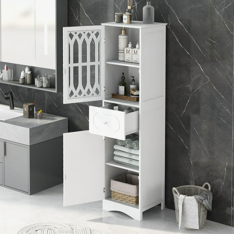 https://i5.walmartimages.com/seo/Tall-Bathroom-Cabinet-Freestanding-Storage-Cabinet-Drawer-Doors-Modern-MDF-Board-Narrow-w-Adjustable-Shelves-Acrylic-Door-Bathroom-Kitchen-White_ed6b514f-b328-47eb-a0e5-36d57ab80815.cb21a6181598d8979e4d5f90d002c7fd.jpeg?odnHeight=768&odnWidth=768&odnBg=FFFFFF